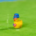 Mini resin yellow duck figurine with USA flag hat and sunglasses, cute desktop car decor. - Glossy Solid Color - American Duck