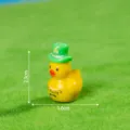 Mini yellow duck resin figurine with green top hat St Patricks Day desktop car ornament - Glossy Solid Color - Green Hat Duck