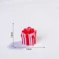 Christmas miniature gift box resin figurine red white striped holiday desktop decor item - Glossy Red Gift Box