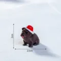 Mini 3D printed Christmas pug dog figurine with Santa hat cute desktop and car ornament 2cm - Brown French Bulldog