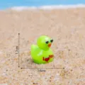 Mini figurine de canard en résine avec lunettes et cœur, jolie décoration de bureau DIY. - Vert Clair Brillant