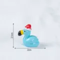 Mini fenicottero di resina con cappello di natale statuetta carina animale fai da te decoro - Blu Lucido