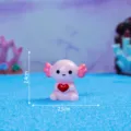 Deliziosa statuetta in resina axolotl rosa con cuore rosso per decorare scrivania e auto - Lucido - Tenendo Cuore