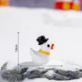 Miniature resin duck figurine with top hat and scarf, cute Christmas micro landscape decor. - Glossy Black Hat Duck