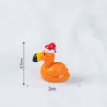 Miniature resin flamingo figurine wearing a cute Christmas hat, perfect DIY micro landscape decor. - Glossy Orange Color