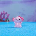 Cute pink axolotl miniature figurine with bow for DIY desk and aquarium decoration. - Glossy - Raising Hand