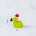 Miniature resin flamingo figurine with Santa hat, cute Christmas micro landscape ornament 2cm. - Bright Green