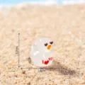 Mini white resin love duck figurine, DIY craft accessory, romantic Valentine Day decor. - Glossy White