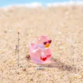 Mini pink resin duck figurine with heart sunglasses and love print, craft decoration. - Glossy Pink