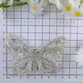Rhinestone butterfly patch DIY mesh craft applique for shoes hair clips accessories detail view - White
