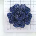 Dark blue crystal rhinestone rose flower patch DIY garment accessory sparkling ! - Dark Blue