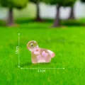 Mini translucent pink resin dinosaur figurine with cute butterfly print, miniature DIY toy decor. - Pink