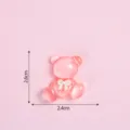 Pink translucent resin bear DIY accessory, cute phone case sticker, size 2.6x2.4cm. - Flat Bear / Rose Red