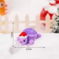 Mini resin Christmas hat purple turtle figurine, cute micro landscape desktop ornament decor. - Glossy Purple