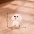 Statua Cucciolo Di Natale In Resina Simpatico Cane Bianco Miniatura Ornamento Scrivania - Lucido Seduto Lingua Fuori Cappello di Babbo Natale Cucciolo