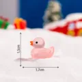 Cute miniature resin pink duck figurine with snowflake pattern for Christmas micro landscape DIY decor - Luminous Glossy Pink