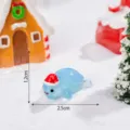 Simpatica statuetta di tartaruga in resina luminosa con cappello da Babbo Natale decoro - Celeste Lucido