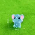 Mignonne figurine d'éléphant accroupi lumineux en résine mini ornement d'artisanat bricolage - Bleu Brillant