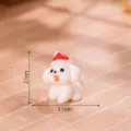 Cucciolo di Natale statuetta in resina miniatura casa delle bambole fai da te ornamento 2.1cm - Lucido Seduto Testa Inclinata Cappello di Babbo Natale Cucciolo