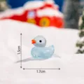 Mini blue resin duck figurine with snowflake pattern, 1.5x1.7cm Christmas micro landscape DIY decor. - Luminous Glossy Blue