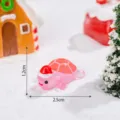 Tartaruga in resina rosa luminosa cappello di Natale, graziosa statuetta in miniatura. - Rosa Lucido