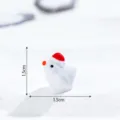 Mini statuetta pollo in resina giocattolo ornamento, carino piccolo decoro scrivania fai da te. - Piccolo Pollo con Cappello di Natale / Bianco Lucido