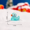 Miniature resin Christmas snowflake duck figurine DIY micro landscape winter snow ornament - Luminous Glossy Peacock Blue