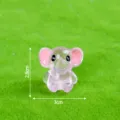 Mignonne figurine éléphant assis en résine lumineuse, ornement animal miniature 2.8x3cm. - Rose Brillant