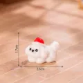 Mini statuetta cane di Natale in resina decorazione da scrivania micro paesaggio 2.5cm - Lucido Sdraiato Cappello di Babbo Natale Cucciolo