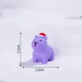 Matte capybara figurine with Christmas hat, cute resin desktop ornament and DIY accessory. - Matte Purple