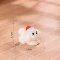 Statuetta in miniatura di cucciolo in resina di Natale decorazione da scrivania - Lucido Lato Sdraiato Testa Inclinata Cappello di Babbo Natale Cucciolo