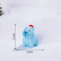Cute blue capybara figurine with Christmas hat, mini resin desktop ornament for DIY decor. - Matte Blue