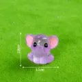 Luminous sitting little elephant resin figurine cute DIY animal craft decorative ornament accessory - Glossy Purple