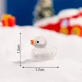 Mini resin Christmas duck figurine micro landscape DIY snow animal ornament decoration accessory - Luminous Glossy White