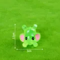 Green luminous resin elephant figurine, cute mini animal ornament for DIY craft decor. - Glossy Green
