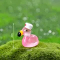 Miniature luminous flamingo figurine resin DIY garden landscaping micro landscape decor accessory. - Glossy Luminous - Nurse Hat