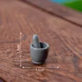 Miniature gray mortar and pestle resin ornament dollhouse accessory desktop decor - Glossy Cup