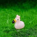 Mini statuetta fenicottero in resina con fiocco rosa, perfetta per decorazioni e bricolage. - Jelly Luminoso Rosa Chiaro