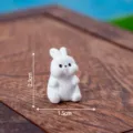 Cute white resin rabbit figurine miniature desktop ornament micro landscape decor. - Matte Standing Ear Rabbit