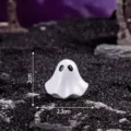 Halloween miniatura bianco fantasma resina statuetta carino scrivania ornamento 2.3cm - Fantasma Testa Tonda / Finitura lucida