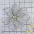 Elegant mesh rhinestone flower hair accessory bridal wedding dress DIY applique piece - Triple Layer White AB Rhinestone