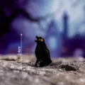 Figurine de corbeau en résine noire micro paysage décoration de bureau mini accessoire DIY. - Solide Brillant - Debout Bec Ouvert