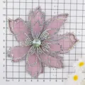 Pink mesh sequin flower applique size chart display with grid background for apparel DIY. - Three-layer Pink