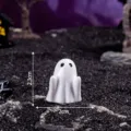 Halloween Geist Harz Figur Weiß Süße Desktop Ornament DIY Mikro Landschaft Dekoration - Handhebender Geist / Glänzend