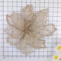 Detailed view of vintage mesh rhinestone flower hair accessory, perfect for bridal wedding dress. - Triple Layer Champagne
