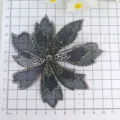 Black mesh rhinestone flower patch, sparkly crystal applique for garment DIY decoration. - Double Layer Black