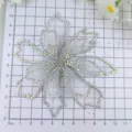 Exquisite mesh rhinestone flower patch sparkling crystal applique for diy craft bridal dress. - Double Layer White