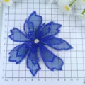 Blue mesh rhinestone flower patch bridal hair accessory DIY wedding gown dress decor 1pc - Double Layer Dark Blue