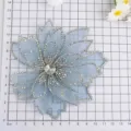 Blue mesh rhinestone flower patch DIY wedding hair accessory decorative applique grid - Triple Layer Light Blue