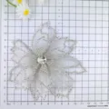Silver rhinestone mesh flower applique, sparkling crystal DIY hair accessory variant. - Triple Layer White Clear Rhinestone